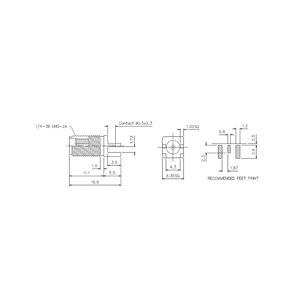 HS-SMAF Edge Type For 1.73 PCB Connector (12.4G)_L16.6_Web1